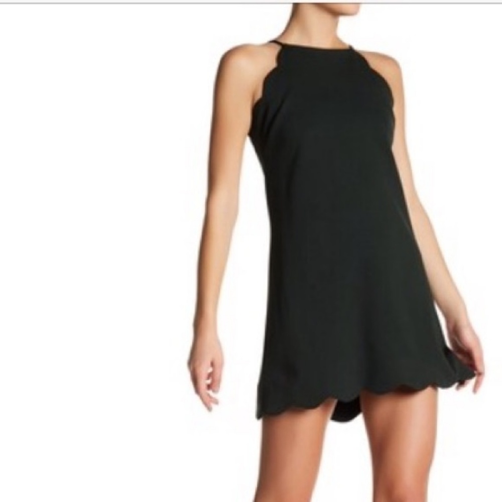 NWOT Little Black dress Scalloped Trim Shift Dress